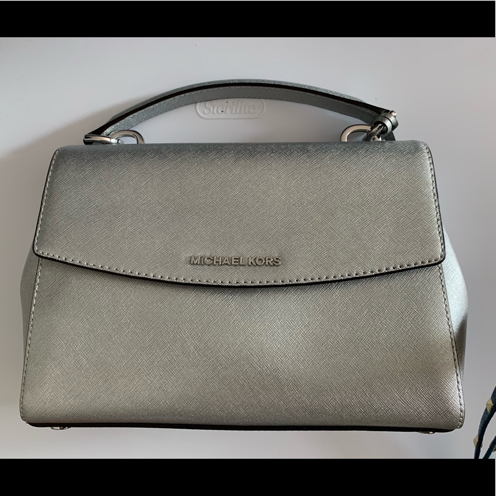 Michael Kors KARLA Silver Crossbody Scatchel